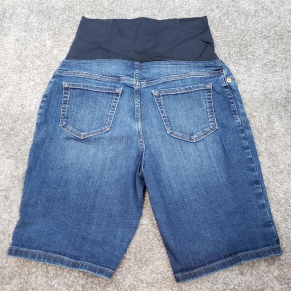 Isabel Maternity 4/27 R Skinny Over The Belly Bermuda Blue Jean Shorts / A10 - Picture 3 of 6